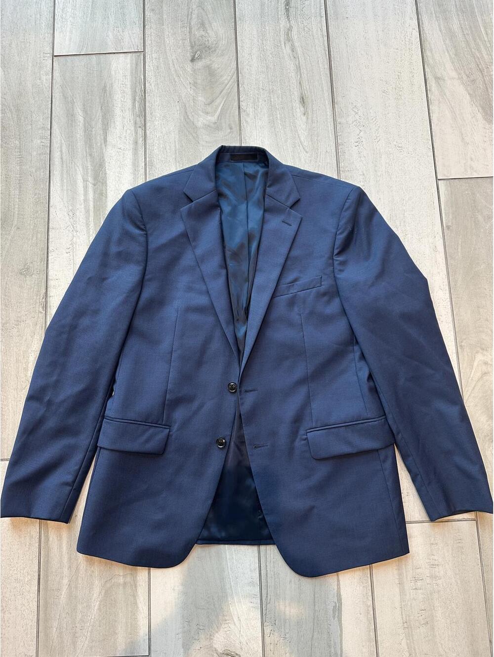 42r Calvin Klein mens blazer suit Slim fit 100% wool dark blue navy